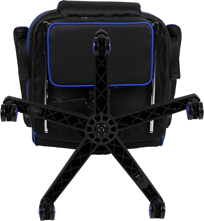 Flash Furniture X40 Gaming Chair Racing Ergonomic Computer Chair with Fully Reclining Back/Arms, Slide-Out Footrest, Massaging Lumbar - Black/Blue