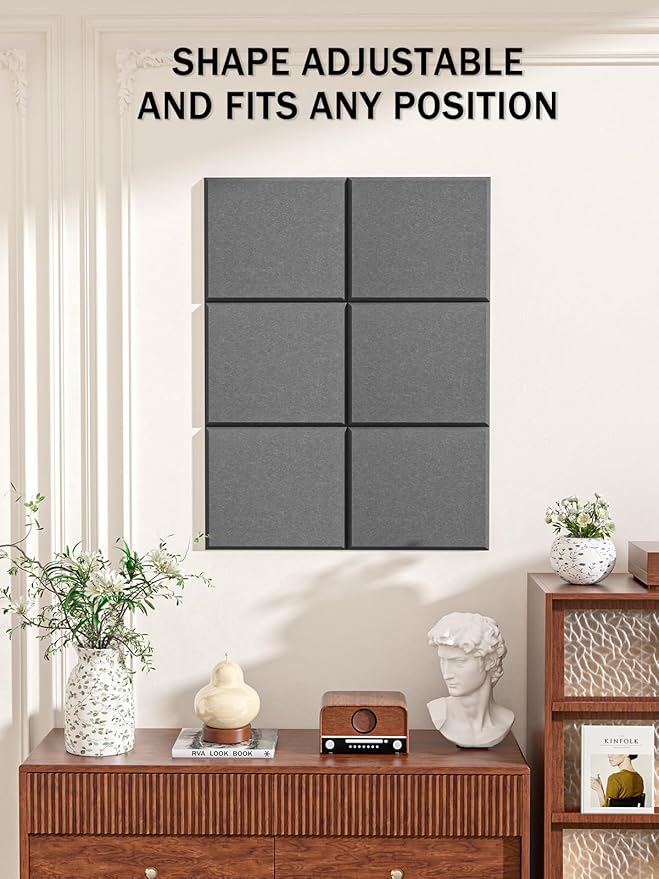 Hsurbtra Cork Board for Wall 24 x 18 Inch, 6 Pack Felt Bulletin Notice Board with Pushpins for Office Home School Farmhouse Wall Decor, Dark Gray