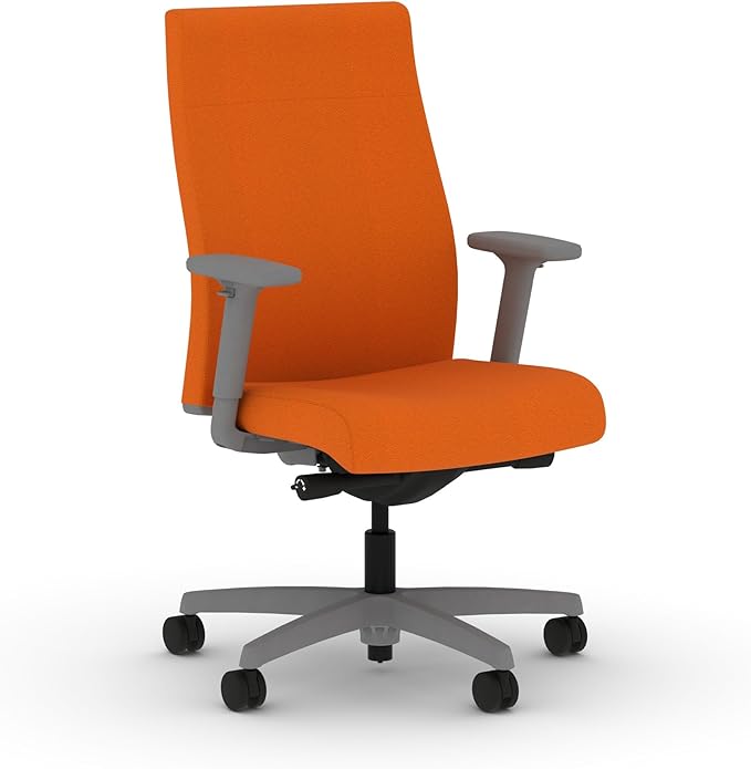 HON Ignition 2.0 Fabric Office Chair, Upholstered, Adjustable Arms, Advanced Synchro-Tilt Recline Executive Ergonomic Office Chair, Titanium Frame, Apricot