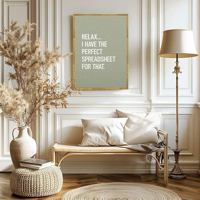 Framed Funny Office Quote Poster Canvas Print Art Modern Minimalist Wall Art Painting Pictures Wall Decor for Home Decor Office Apartment (Gold Framed,24L x36W)