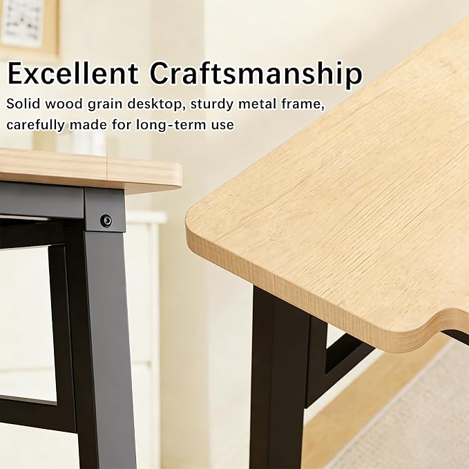 Computer Desk 39.4 Inch Small Office Desk with Wood Top and Metal Frame, Study Writing Desk for Home, Bedroom, Gaming, U-Shaped Leg Design, Modern Simple