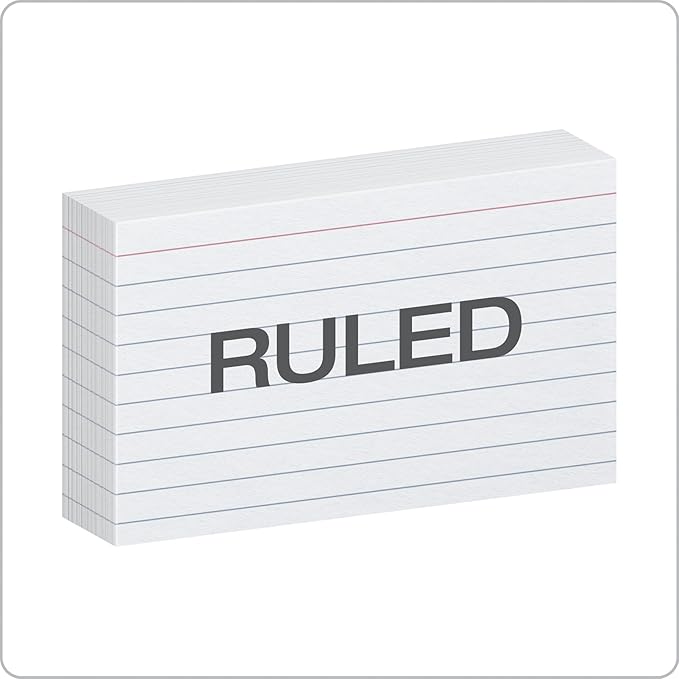 Oxford Index Cards, 3" x 5", White, 100 Per Pack | Heavyweight | Ruled | Pack of 2