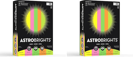 Bright Color Paper, Neenah Astrobrights®, Letter Paper Size, 24 Lb, Assorted Colors, Ream of 500 Sheets (Pack of 2)