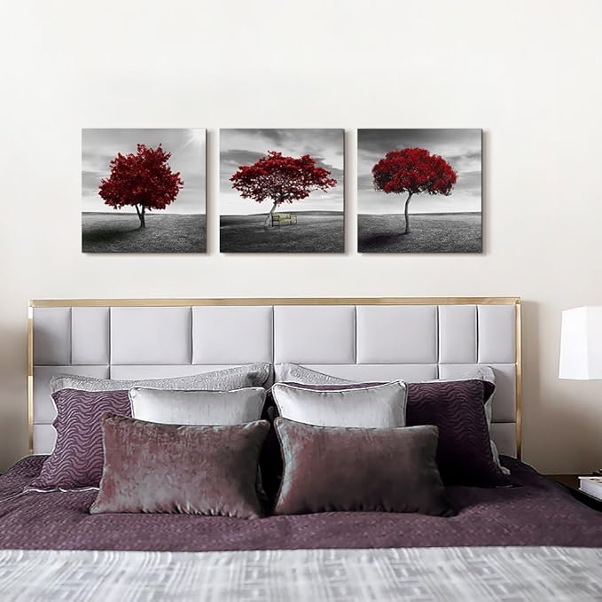 Canvas Wall Art for living room Bathroom wall decor-Panoramic black and white mangrove- 16" x 16" 3 Pieces Framed Canvas Prints Watercolor Modern scenery Office bedroom Home kitchen Decor picture