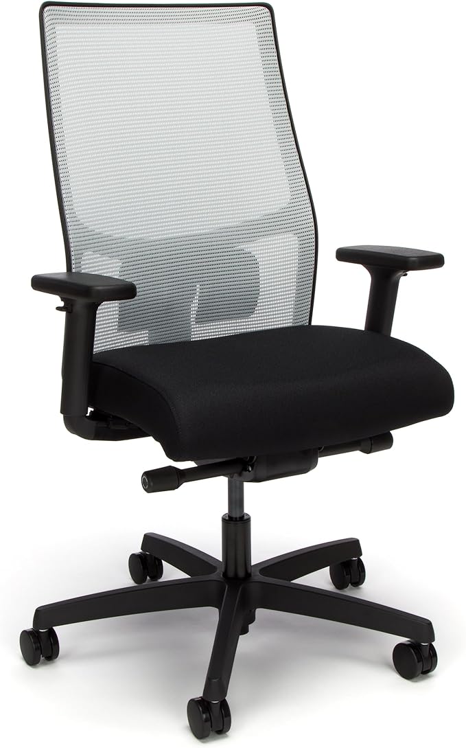 HON Ignition 2.0 Ergonomic Office Chair Fabric Seat, Adjustable Tilt, Swivel Wheels, Comfy for Long Hours, Home Office Desk Chairs, Fog