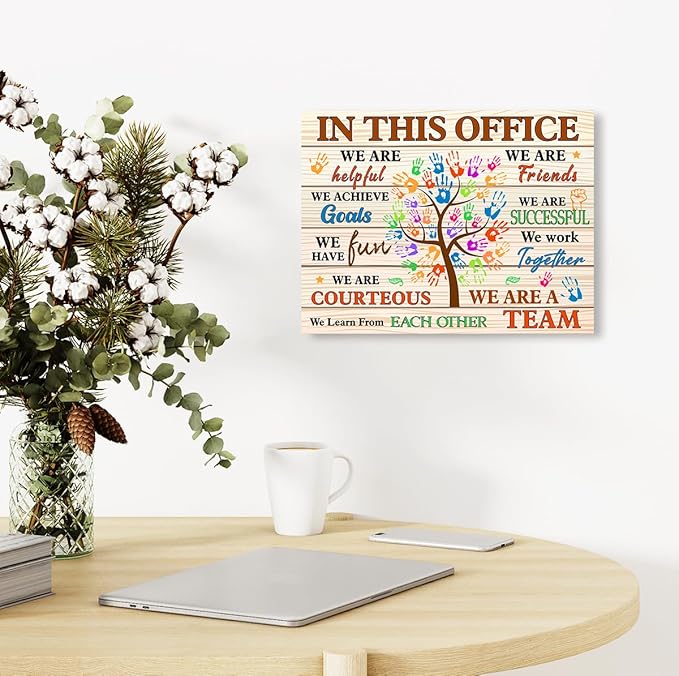 In This Office Wall Decor,Positive Teamwork Quote We Are A Team Wall Art Canvas Framed for Home Office Wall Decor 12 x 15 in