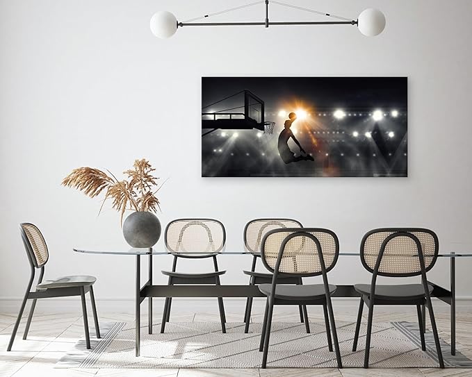 Muolunna BK06675 Basketball Sports Canvas Wall Art Picture 1 Panel Sports Painting Art Prints For Living Room Boys Room Office Wall Decor Artwork