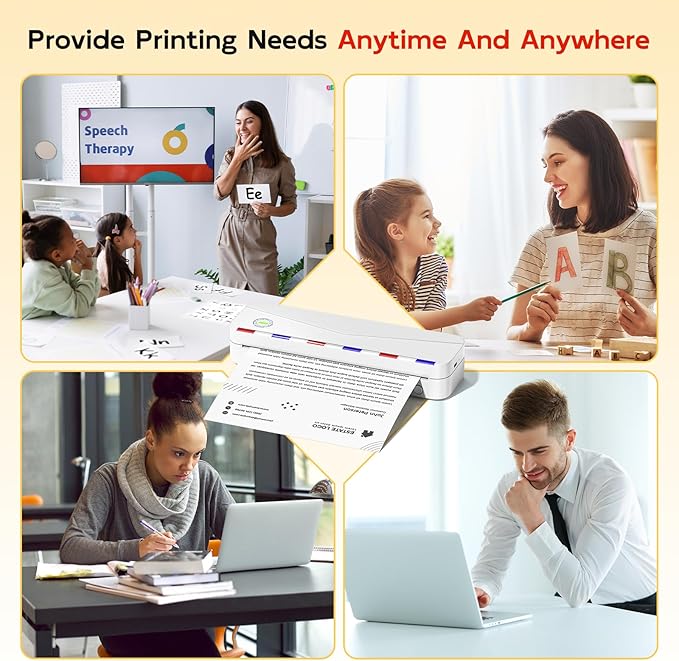 Phomemo Portable Thermal Printers for Travel, Inkless Portable Printer Support 8.5'' x 11'' US Letter Size, Wireless Printer Compatible with iOS, Android & Laptop for Office,Home,
