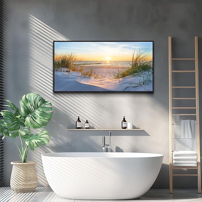 MHARTK66 Large Wall Art for Living Room Modern Wall Decor for Bedroom Beach Landscapes Painting Coastal Picture Ocean Sunset Artwork for Walls Canvas Prints for Bathroom Office Framed Home Decorations