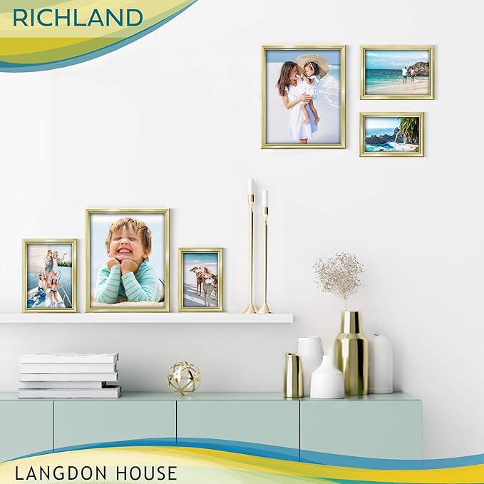 Langdon House 5x7 Gold Picture Frame - Distinguished Edging for Classic Style - Richland Collection