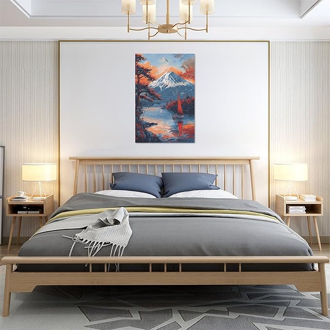 Japanese Wall Art Japan Pictures Wall Decor Asian Landscape Canvas Painting Print Home Modern Artwork Decorations Framed for Bathroom Living Room Bedroom Office 16 x 24 inch