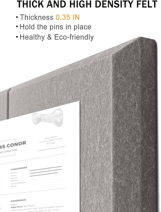 Hsurbtra Cork Board for Wall 24 x 18 Inch, 6 Pack Felt Bulletin Notice Board with Pushpins for Office Home School Farmhouse Wall Decor, Khaki