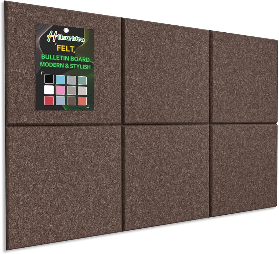 Hsurbtra Large Cork Board for Wall 36 x 24 Inch, 6 Pack Felt Bulletin Notice Board with Pushpins for Office Home School Farmhouse Wall Decor, Brown