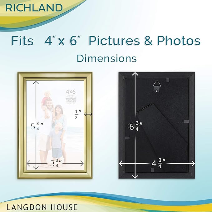 Langdon House 4x6 Gold Picture Frame - Distinguished Edging for Classic Style - Richland Collection