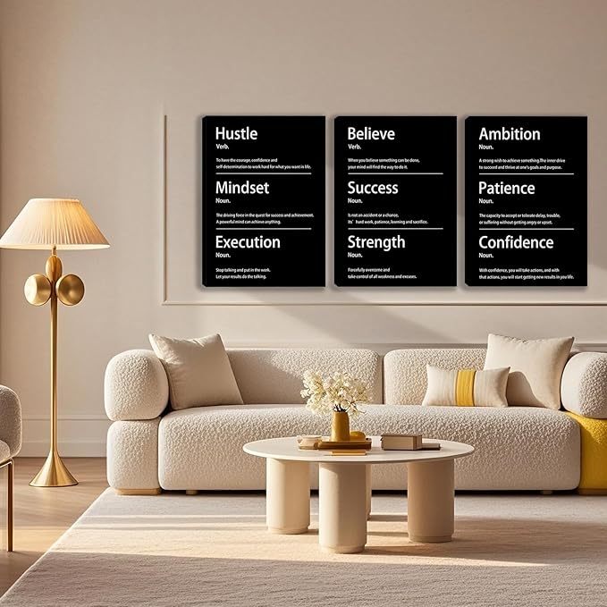 3 Panel Print Canvas Wall Art Motivational Office Wall Decor Painting Inspirational Posters Modern Inspiring Artwork for Home Living Room Bedroom Wall Decor Office Wall Art Ready to Hang - 72"Wx36"H