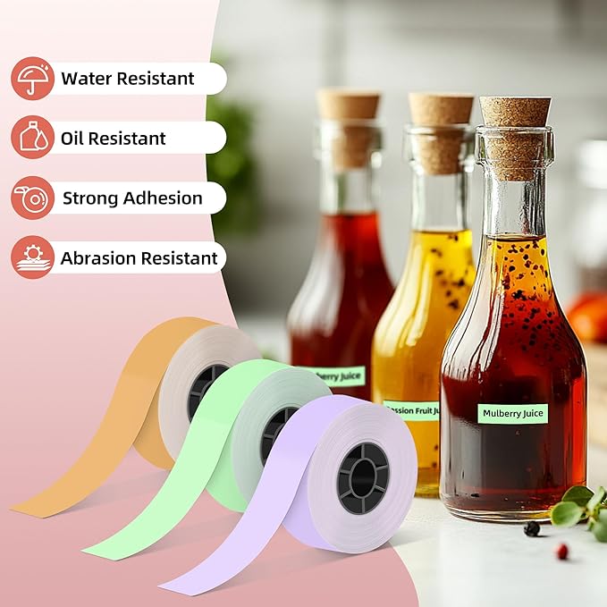 ORGSTA S001 Label Maker Machine with Tape, Bluetooth Label Maker for Home and Office Organization, Thermal Label Printer Mini Printer with 3 Roll Continuous Label Tapes - Purple/Green/Orange