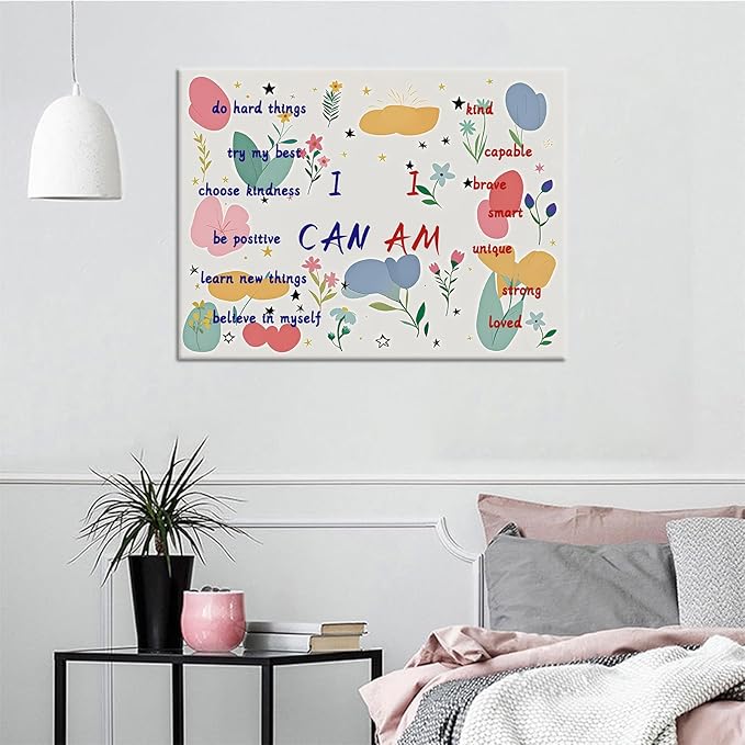 Motivational Poster Print Canvas Wall Art Inspirational Pink Wall Decor Positive Entrepreneur Quotes Picture Painting Artwork for Home Bedroom Office Workplace Girls Room Ready to Hang [18''Hx24''W]