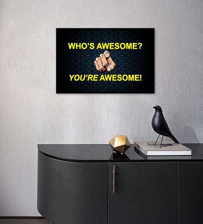 Yatsen Bridge Wall Art You’re Awesome Canvas Modern Entrepreneur Motivational Point You Positive Inspiring Painting Stretched and Framed Ready to Hang for Office and Bedroom Decor - 12''H x 16''W