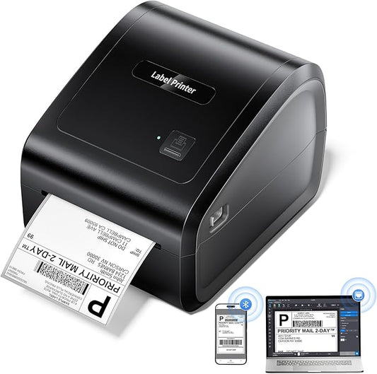Bluetooth Thermal Label Printer 4x6, Ethernet Shipping Label Printer, D550 Pro Wireless Thermal Labels Printers for Small Business,Office, Home,Support Bluetooth/Ethernet/USB