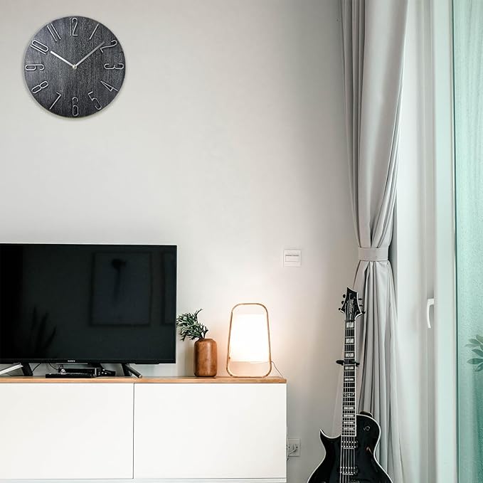 Wall Clock, Silent Clock, Wall Clocks Battery Operated， 12 inch Modern Wall Clock, Suitable for Offices, Living Rooms, Kitchens, Homes, Schools (Gray Without Second Hand)