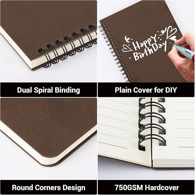 EUSOAR Hardcover Spiral Lined Notebook, A5 1pack 5.5"X8.3" 160 Pages College Ruled Travel Writing Notebooks Journal, Memo Notepad Sketchbook, Students Office Business Subject Diary Book Journal