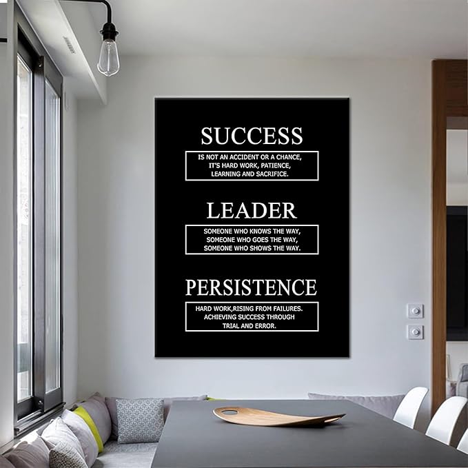 Large Motivational Canvas Wall Art Inspirational Office Wall Decor Success Quotes Persistence Artwork Positive Picture for Classroom Meeting Room Wooden Framed Wall Decor [30''Wx 40''H]