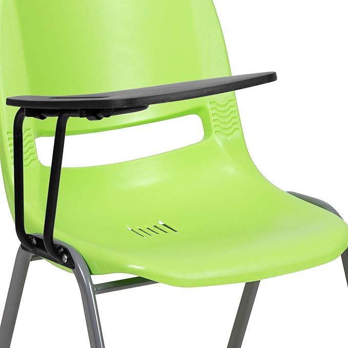 Flash Furniture HERCULES 5 Pack Green Ergonomic Shell Chair with Right Handed Flip-Up Tablet Arm