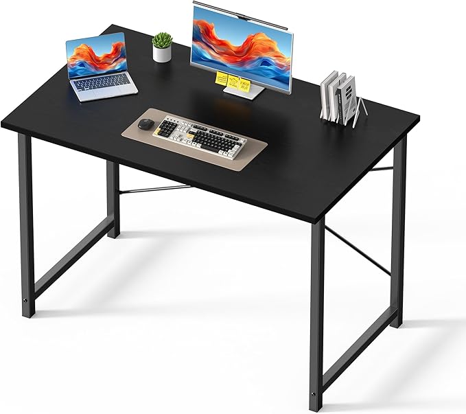 OLIXIS 44 Inch Computer Office Desk for Small Spaces, Writing Gaming Work Desk Modern Study Table with Metal Frame Home Bedroom, Black