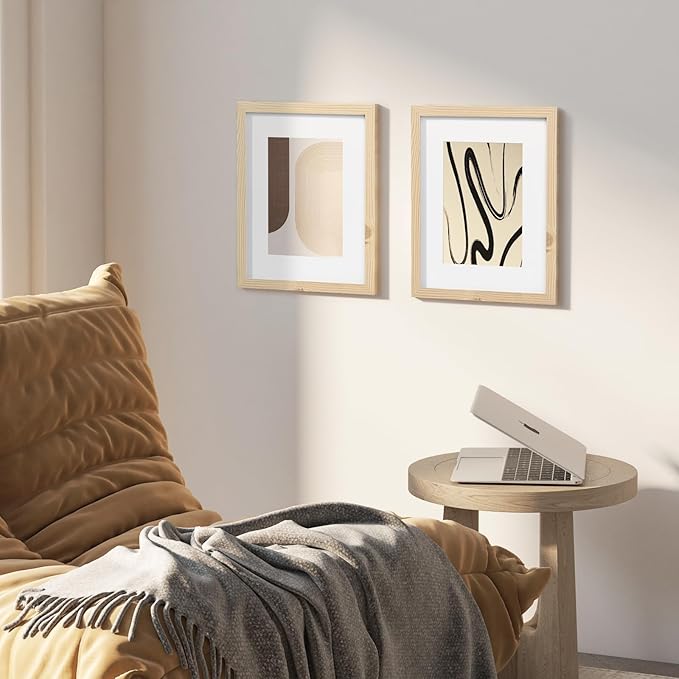 KINLINK 8x10 Picture Frame Wood Grain Set of 6, Wooden Photo Frame Matted 5x7 with Plexiglass for 5x7 with Mat or 8x10 without Mat for Table and Wall Display