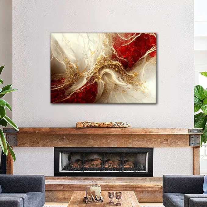 Canvas Wall Decor for Men Abstract Design Art Poster Artwork Modern Digital Art Marbling Texture Picture 1 Panel Home Decor for Living Room Bedroom Wall Decor Stretched Ready to Hang 36x24 in