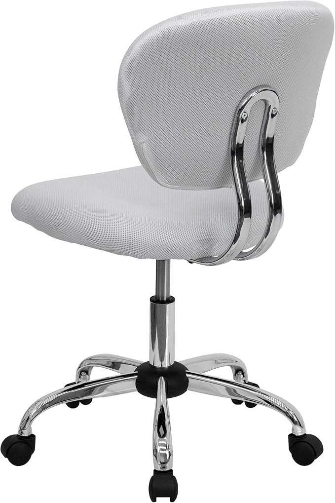 Flash Furniture Beverly Mid-Back White Mesh Padded Swivel Task Office Chair with Chrome Base