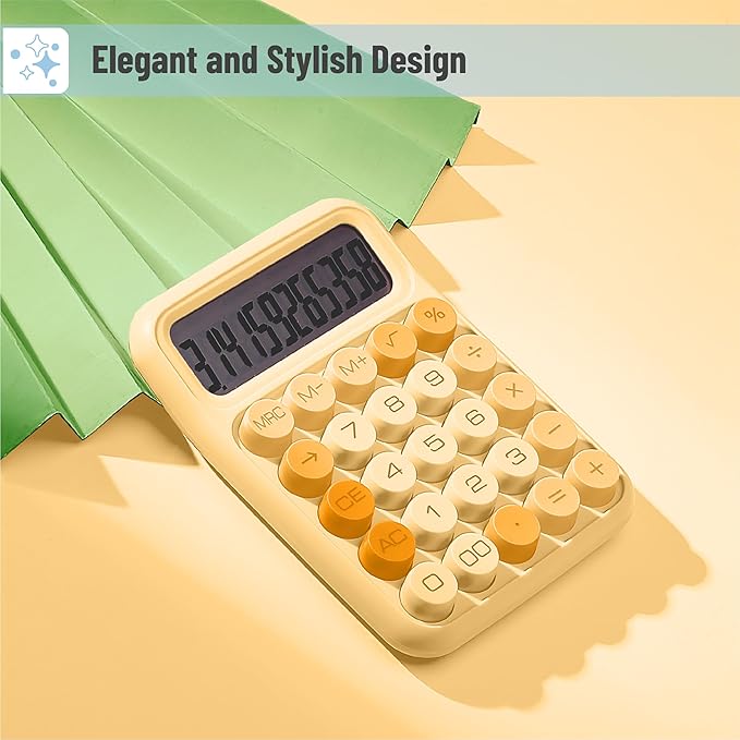 Mr. Pen- Mechanical Switch Calculator, 12 Digits, Large LCD Display, Orange Calculator Big Buttons