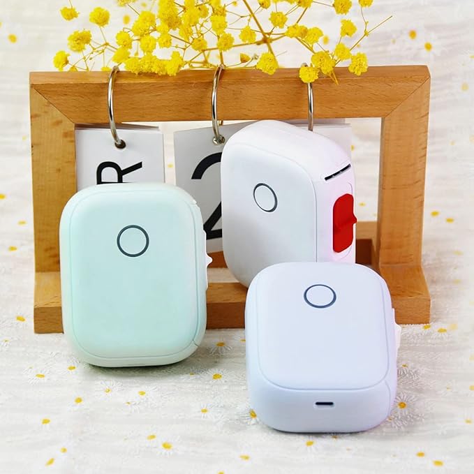 ele ELEOPTION Label Maker Machine with Tape Portable Bluetooth Label Maker Mini Sticker Printer Compatible with iOS Android for Home Office
