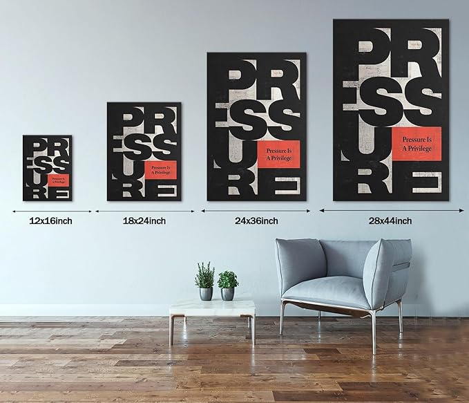 Yatsen Bridge Inspirational Canvas Painting Wall Art, Pressure is a Privilege Motivational Quote Picture Art Print, Modern Home Office Wall Decor Stretched and Framed Ready to Hang - 12x16 inches