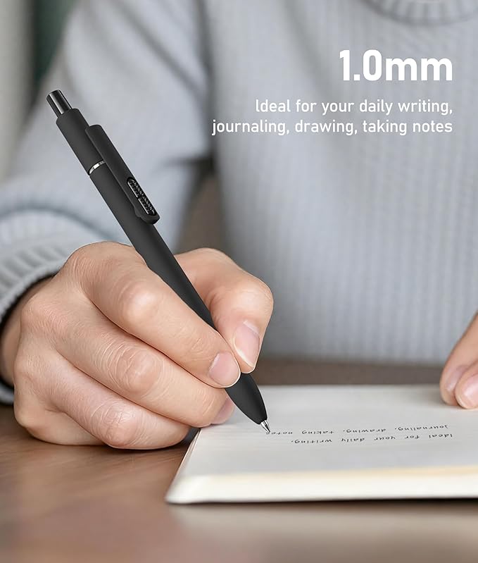 8 Pcs Black Ballpoint Pens - 1.0mm Medium Point Smooth Writing Black Ink Ball Point Pens | High-end Long Lasting Retractable Pen for School, Home, Office (Vintage-8pcs)