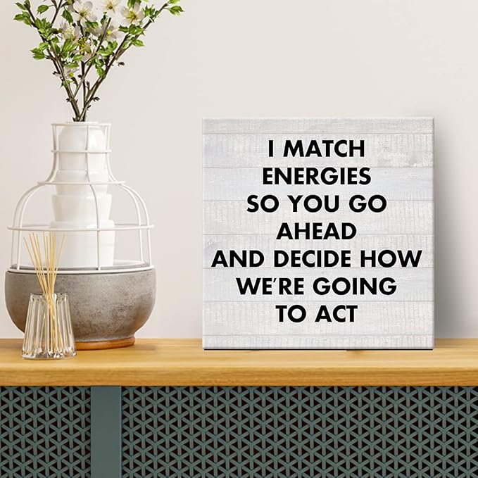 Humor Office Funny Work Canvas Prints Wall Art Decor Desk Sign I Match Energies So You Go Ahead Poster Painting Framed Artwork 8 x 8 Inch Home Office Shelf Wall Decoration