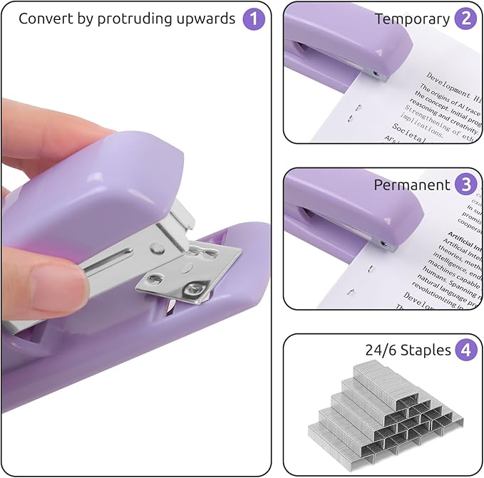Office Accessories, 10Pcs, 360-Degree Rotating Pen Holder, Office Supplies Include Stapler, Tape, Tape Holder, Scissors, Ruler, Staple Remover, 1 Box of Staples, Paper Clips Kit for Office School