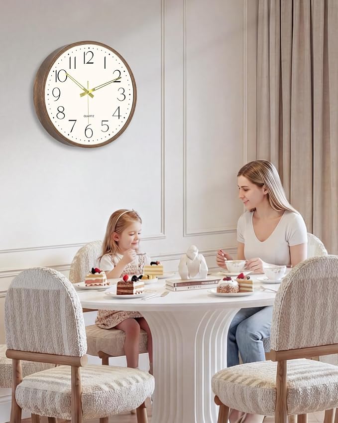 Vintage Wall Clock 16 Inch Quartz Silent Non-Ticking Analog Clock Battery Operated Rustic Round Decorative Clock for Living Room Kitchen Home Office Classroom