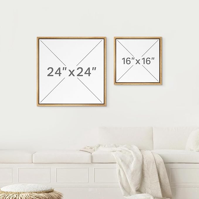 SIGNWIN Framed Canvas Print Wall Art Gunge Dark Pastel Geometric Pattern Abstract Shapes Illustrations Modern Art Decorative Boho Relax/Zen Nordic for Living Room, Bedroom, Office - 24"x24" Natural