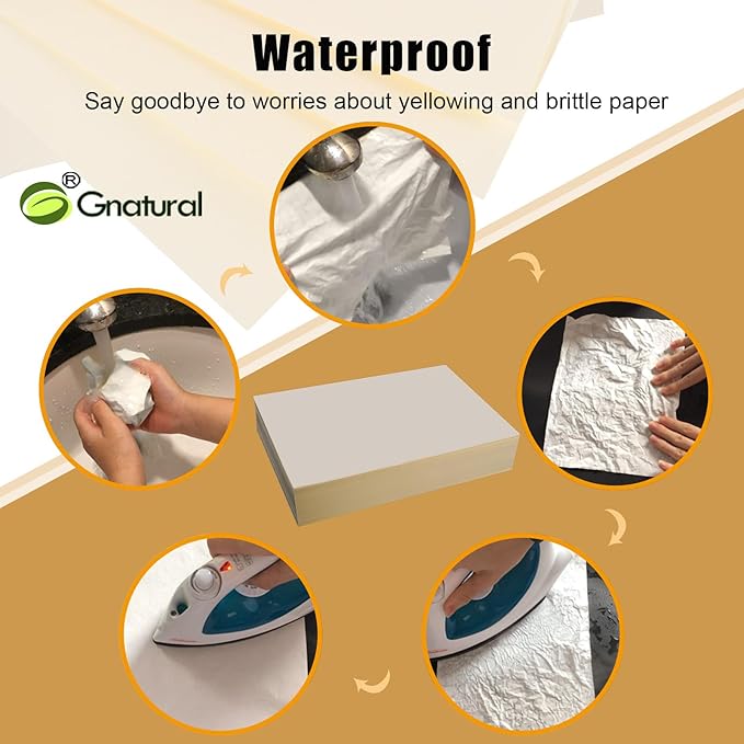 75% Cotton 25% Linen Business Paper, 500 Sheets 8.5"x11" Resume Ivory, 85gsm Won't Get Wet (Low Starch)