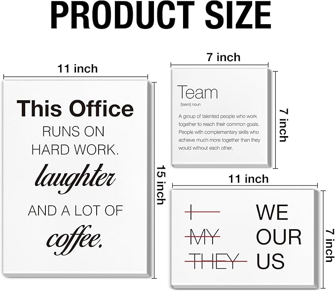 Inspirational Wall Decor for Office Teamwork Wall Art Motivational Posters Set of 6 Framed Modern Office Team Canvas Artwork, Team Gifts