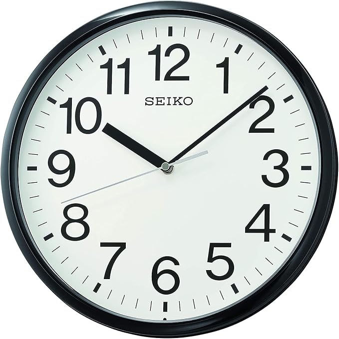 SEIKO QXA756KLH Wall Clock, Black, 12 Inch
