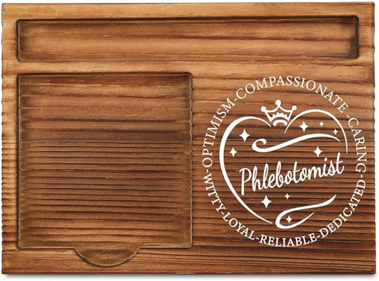 THRXOBN Desk Organizer for Phlebotomists & Healthcare Professionals - Natural Wood with Slots for Notes, Pens, and Small Office Supplies – Practical & Stylish Workspace Solution,WSH35