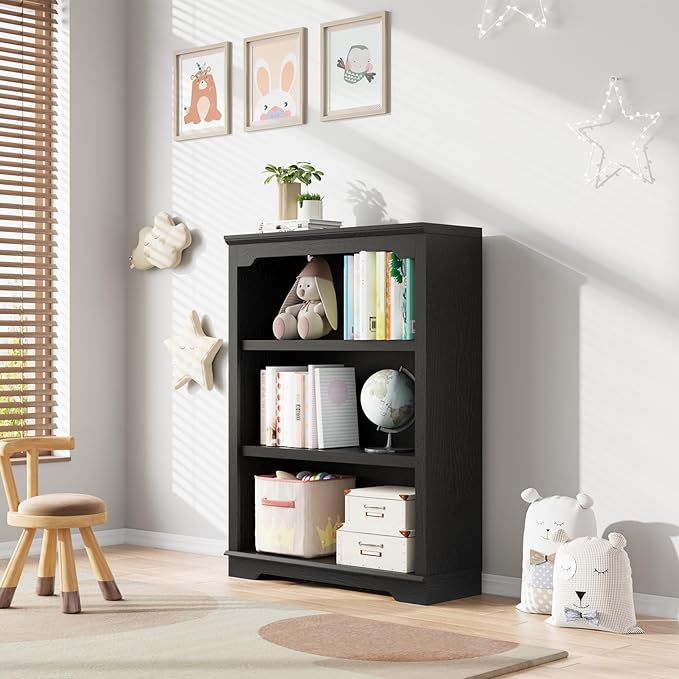 HIFYOBRO 3 Tier Bookshelf and Bookcase, 31.5" Wide Wooden Book Shelf, Freestanding Open Display Storage Bookshelves for Study Room, Home Office, Living Room