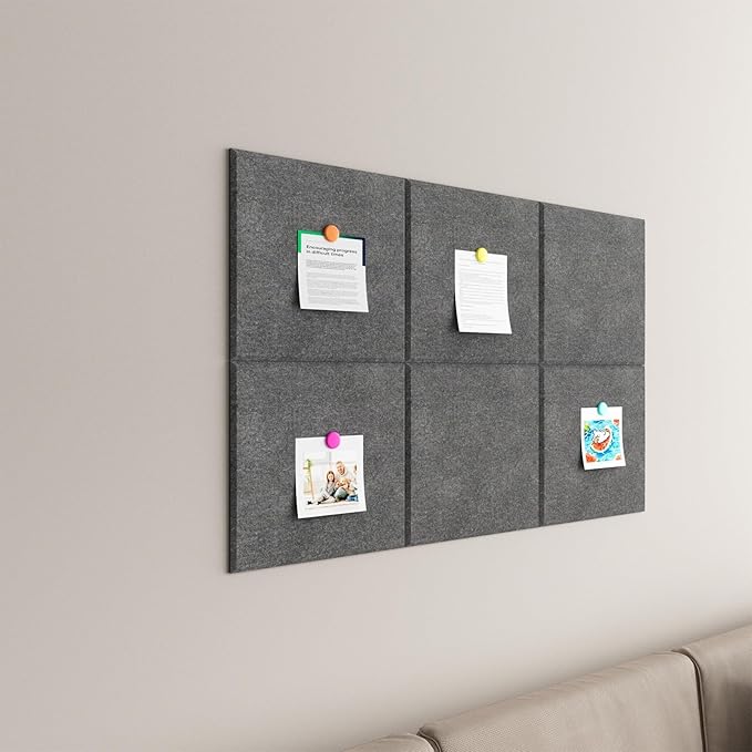 Large Cork Boards for Walls – 36" x 24" Self Adhesive Felt Wall Tiles, Ideal for Office Black Bulletin Board, Easy to Install Pin Board Photo Board