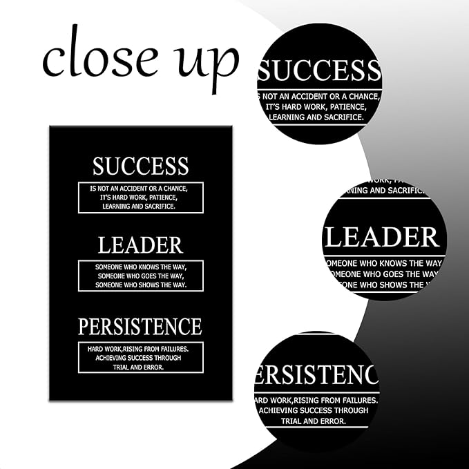Success Leader Persistence Inspirational Canvas Wall Art for Office Motivational Quotes Poster Print Positive Picture Artwork for Home Bedroom Gym Wall Decoration Stretched and Framed [12''Wx18''H]