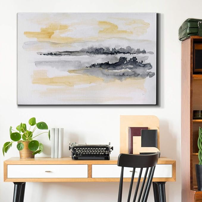 Landscape Wall Art Premium Gallery Wrapped Canvas Abstract Ocean Forest Modern Artwork Decoration for Living Room Kitchen Bathroom Office, Ready to Hang