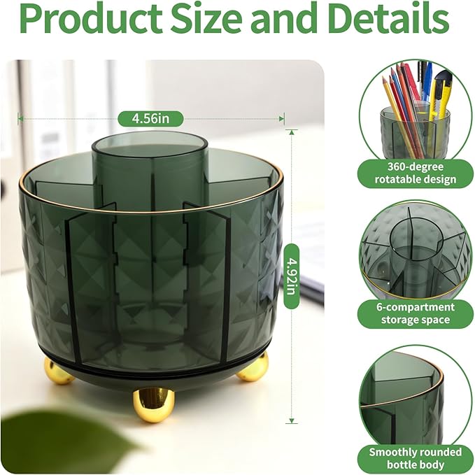 RAWILL Green Office Desk Accessories,10 Pcs Sage Green Desk Organizer Set,360° Rotating Pen Holder,Tape Dispenser,Staple Remover,Scissors,Stapler,Sticky Notes,Memo Pads,Adhesive Tape,Gifts for Office