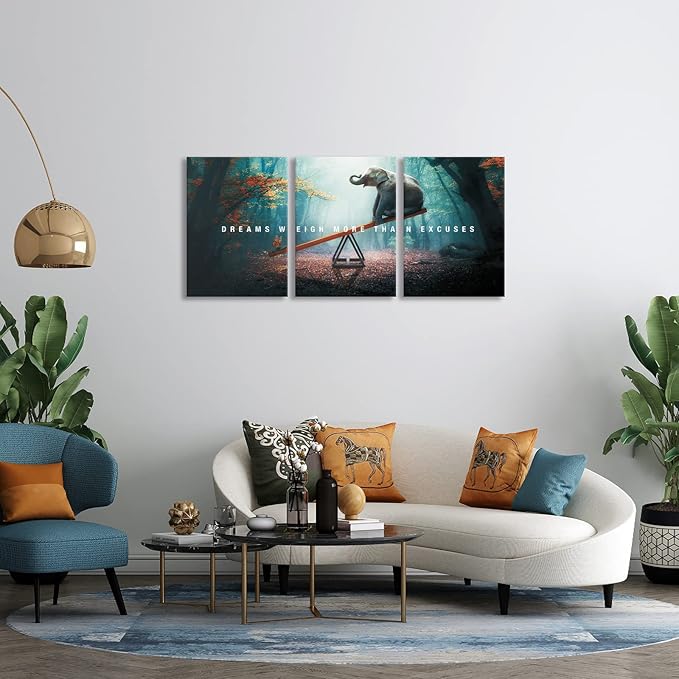 BWSPACE Motivational Wall Art Inspirational Quotes Poster Prints Modern Entrepreneur Office Wall Decoration for Bedroom Stretched and Framed Ready to Hang (12" W x 16" H x3)