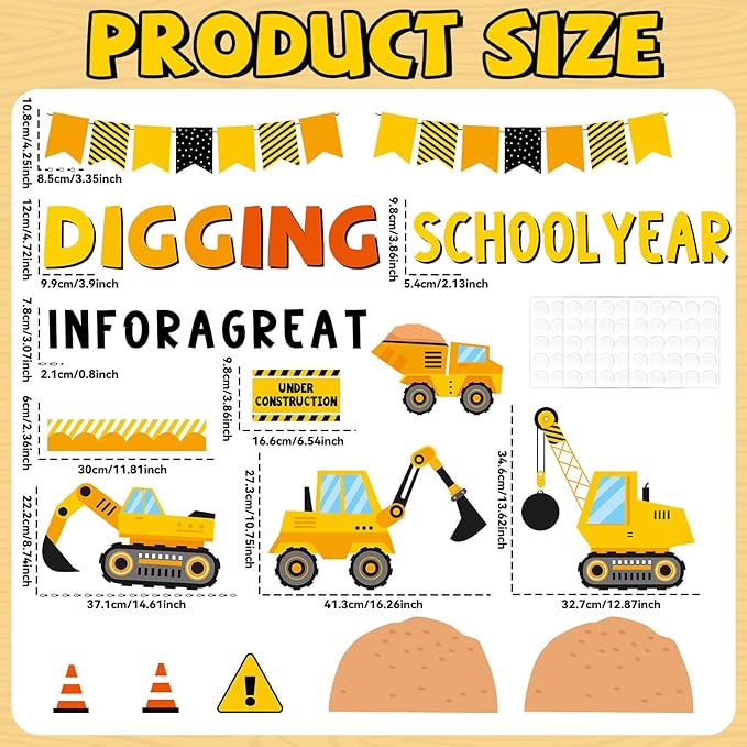 Construction Bulletin Board Welcome Classroom Decorations Motivational Paper Cutout Border Back to School Constructional Worker Poster Sign for Preschool Elementary Classroom Wall Party Supplies Decor
